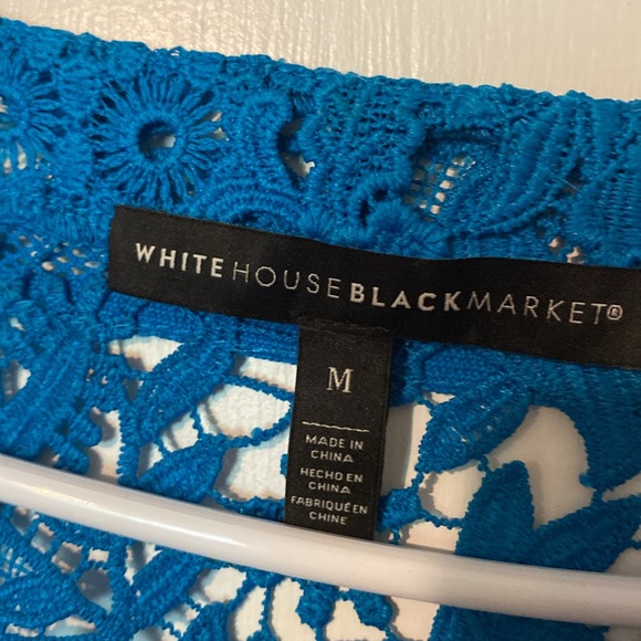 White House Black Market brilliant blue lace top size medium - Picture 4 of 7